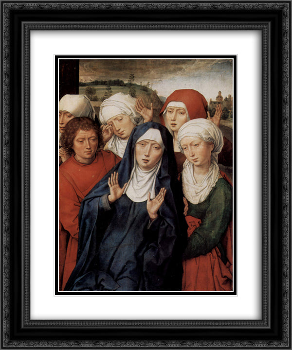 Granada diptych, right wing, the holy women and St. John 20x24 Black Ornate Wood Framed Art Print Poster with Double Matting by Memling, Hans