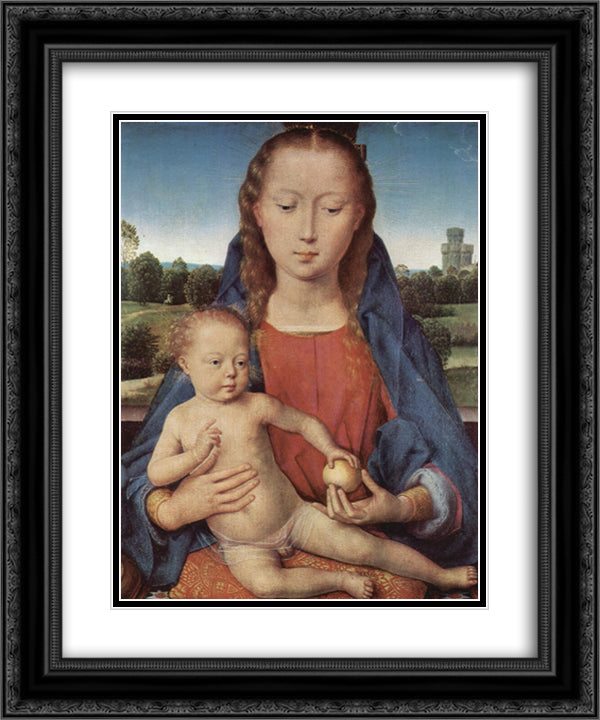 Portinari Triptych (central panel) 20x24 Black Ornate Wood Framed Art Print Poster with Double Matting by Memling, Hans