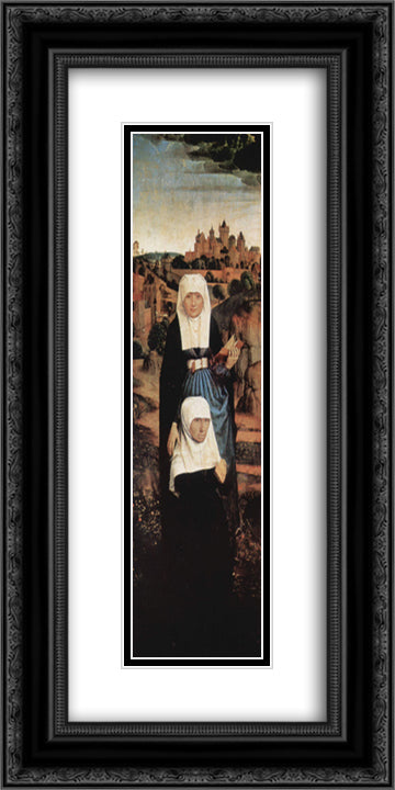 Praying Donor with Saints 12x24 Black Ornate Wood Framed Art Print Poster with Double Matting by Memling, Hans