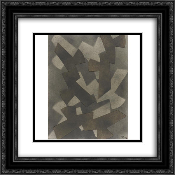 Abstract composition 20x20 Black Ornate Wood Framed Art Print Poster with Double Matting by Richter, Hans