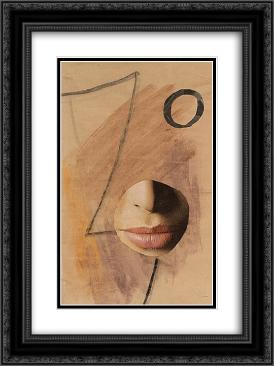 Dada Head Variation - no. 507 18x24 Black Ornate Wood Framed Art Print Poster with Double Matting by Richter, Hans
