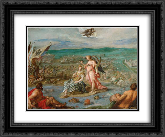 Allegory on the battle of Sisak 24x20 Black Ornate Wood Framed Art Print Poster with Double Matting by Aachen, Hans von