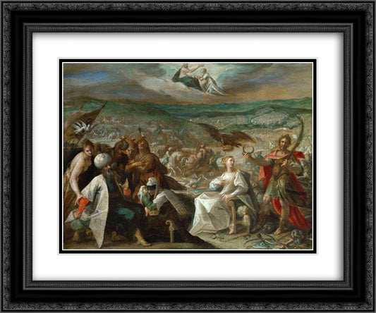 Allegory on the conquest of Stuhlweissenburg (Szekesfehervar) 24x20 Black Ornate Wood Framed Art Print Poster with Double Matting by Aachen, Hans von