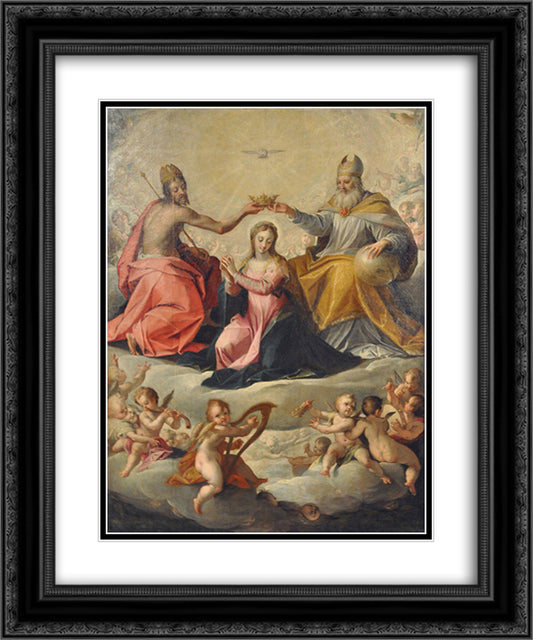 Coronation of Mary 20x24 Black Ornate Wood Framed Art Print Poster with Double Matting by Aachen, Hans von