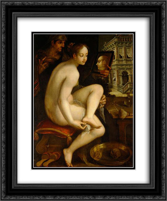 David and Bathsheba 20x24 Black Ornate Wood Framed Art Print Poster with Double Matting by Aachen, Hans von