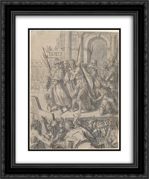 Ecce Homo 20x24 Black Ornate Wood Framed Art Print Poster with Double Matting by Aachen, Hans von