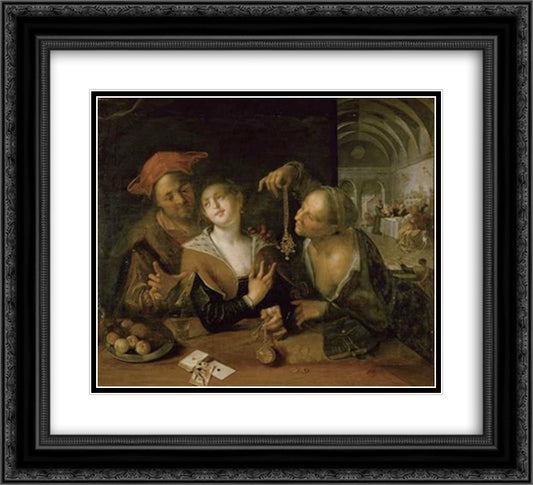 Matchmaking scene 22x20 Black Ornate Wood Framed Art Print Poster with Double Matting by Aachen, Hans von