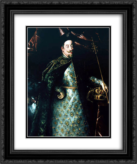 Matthias, Holy Roman Emperor, as King of Bohemia 20x24 Black Ornate Wood Framed Art Print Poster with Double Matting by Aachen, Hans von