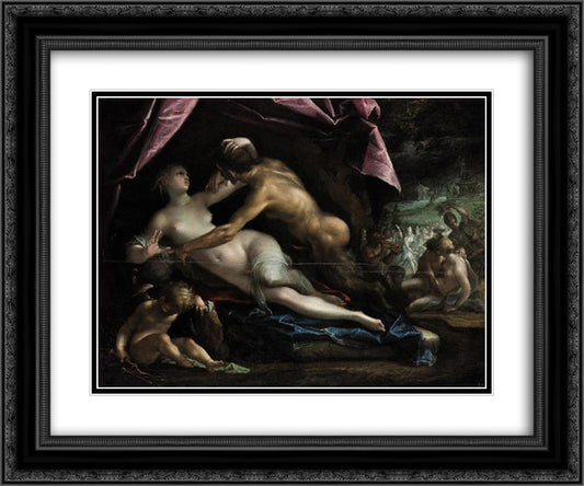 Pan and Selene 24x20 Black Ornate Wood Framed Art Print Poster with Double Matting by Aachen, Hans von