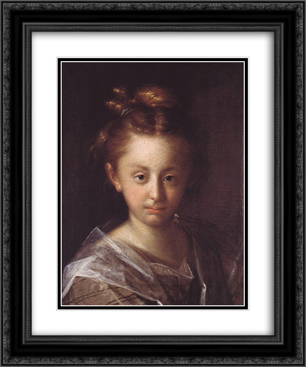 Portrait of a girl (Maria Maxmiliana) 20x24 Black Ornate Wood Framed Art Print Poster with Double Matting by Aachen, Hans von