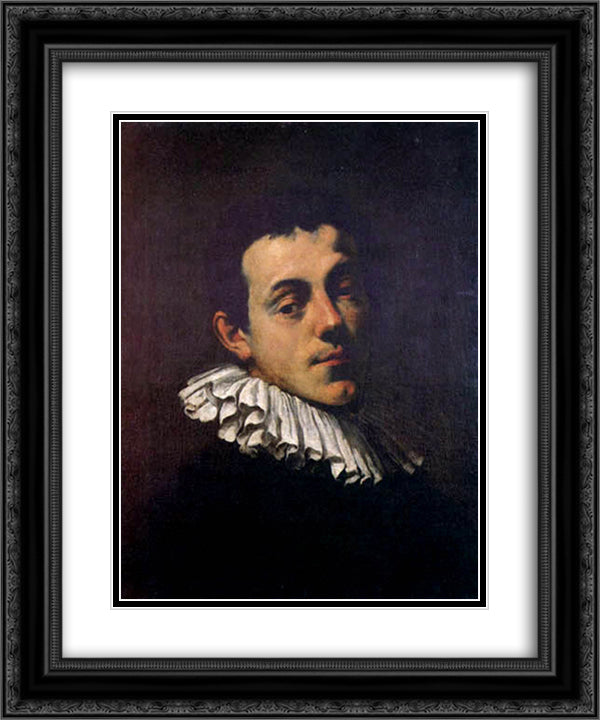 Portrait of Joseph Heintz 20x24 Black Ornate Wood Framed Art Print Poster with Double Matting by Aachen, Hans von