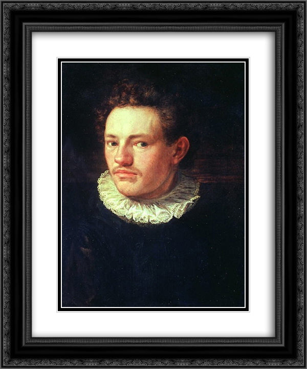 Self-portrait 20x24 Black Ornate Wood Framed Art Print Poster with Double Matting by Aachen, Hans von