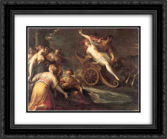 The rape of Proserpine 24x20 Black Ornate Wood Framed Art Print Poster with Double Matting by Aachen, Hans von