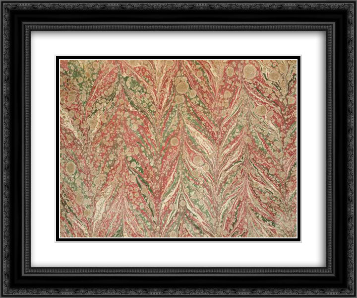 Serpmeli gelgit ebru 24x20 Black Ornate Wood Framed Art Print Poster with Double Matting by Mehmed Efendi, Hatip