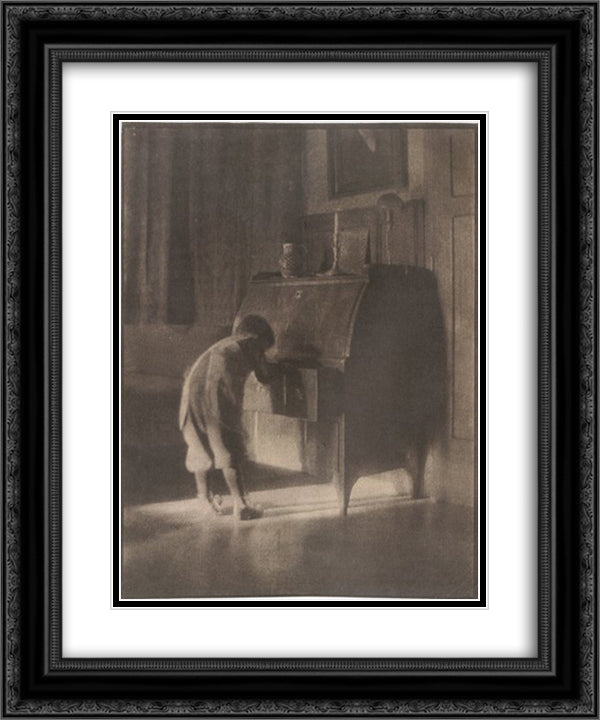 Hans with Bureau 20x24 Black Ornate Wood Framed Art Print Poster with Double Matting by Kuhn, Heinrich