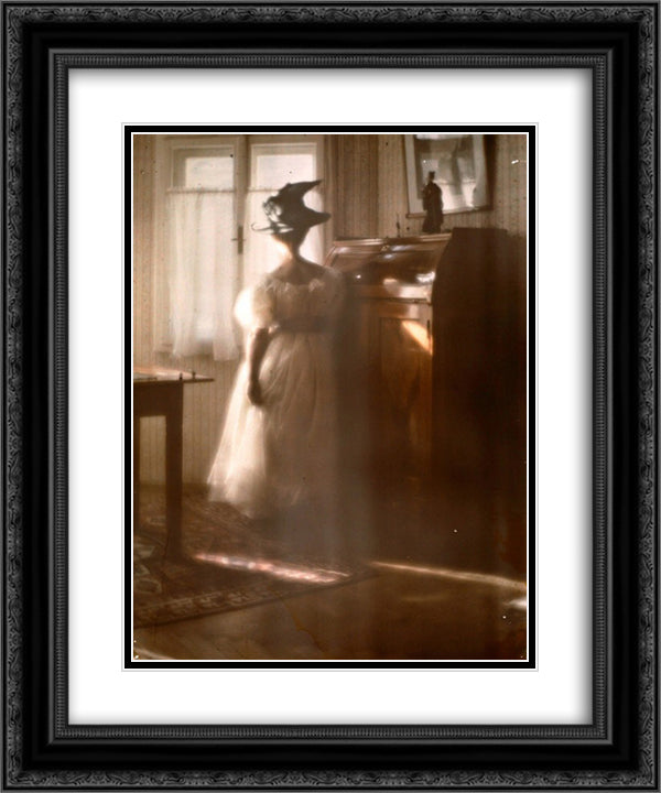Mary Warner a contre-jour 20x24 Black Ornate Wood Framed Art Print Poster with Double Matting by Kuhn, Heinrich