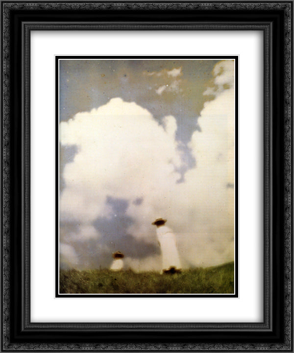 Miss Mary and Edeltrude at the Hill Crest 20x24 Black Ornate Wood Framed Art Print Poster with Double Matting by Kuhn, Heinrich