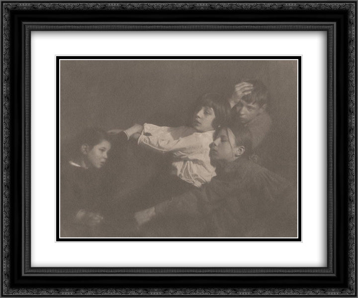 The Kuhn Children, Tyrol 24x20 Black Ornate Wood Framed Art Print Poster with Double Matting by Kuhn, Heinrich