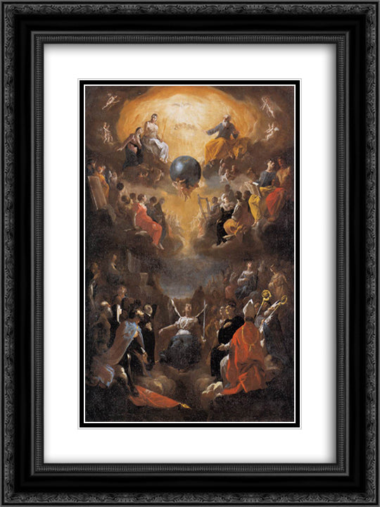 Adoration of the Holy Trinity 18x24 Black Ornate Wood Framed Art Print Poster with Double Matting by Schonfeld, Heinrich