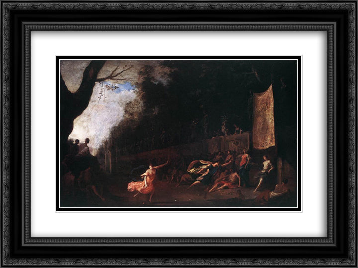 Atalanta and Hippomenes 24x18 Black Ornate Wood Framed Art Print Poster with Double Matting by Schonfeld, Heinrich