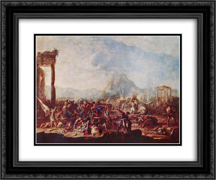 Schlachtenbild 24x20 Black Ornate Wood Framed Art Print Poster with Double Matting by Schonfeld, Heinrich