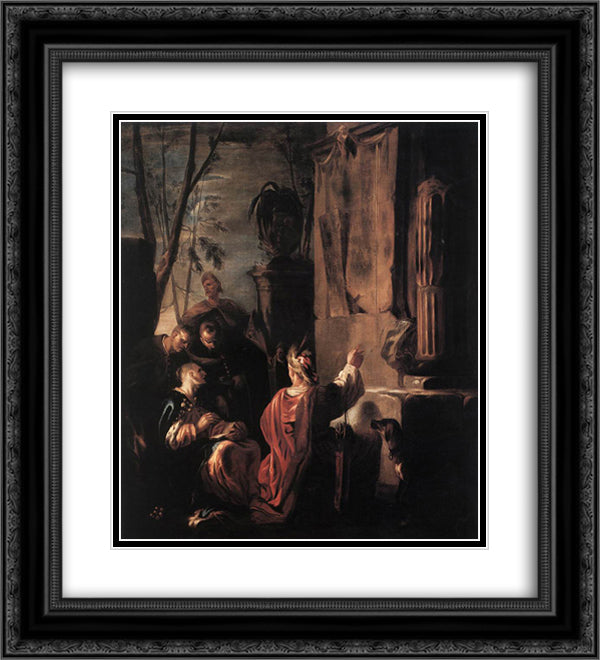 Scythians at the Tomb of Ovid 20x22 Black Ornate Wood Framed Art Print Poster with Double Matting by Schonfeld, Heinrich