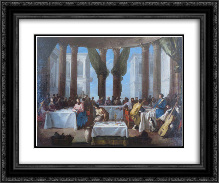 The Marriage in Cana 24x20 Black Ornate Wood Framed Art Print Poster with Double Matting by Schonfeld, Heinrich
