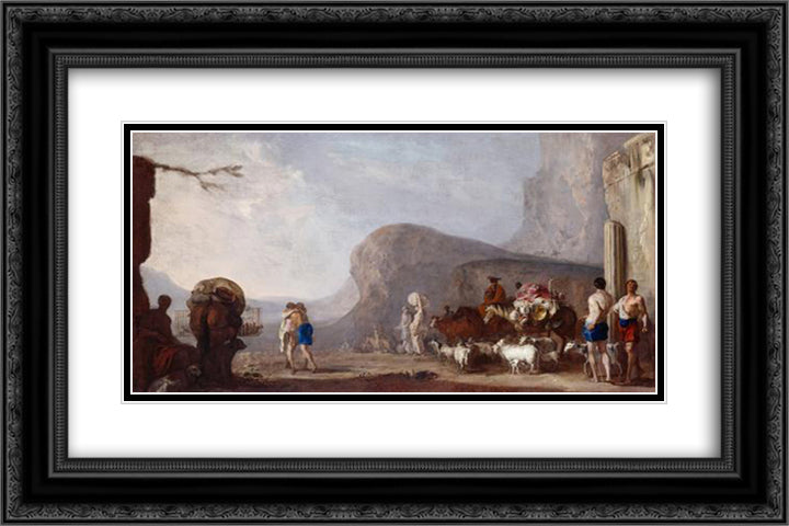 Versohnung Jakobs mit Esau 24x16 Black Ornate Wood Framed Art Print Poster with Double Matting by Schonfeld, Heinrich