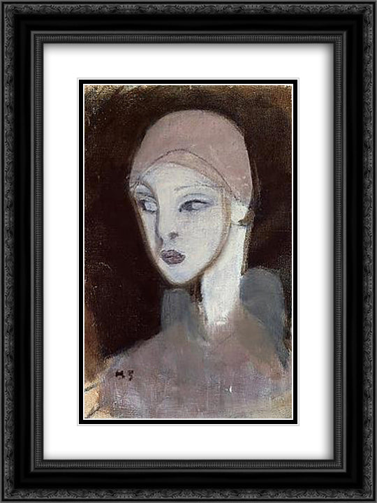 Girl From the Islands 18x24 Black Ornate Wood Framed Art Print Poster with Double Matting by Schjerfbeck, Helene