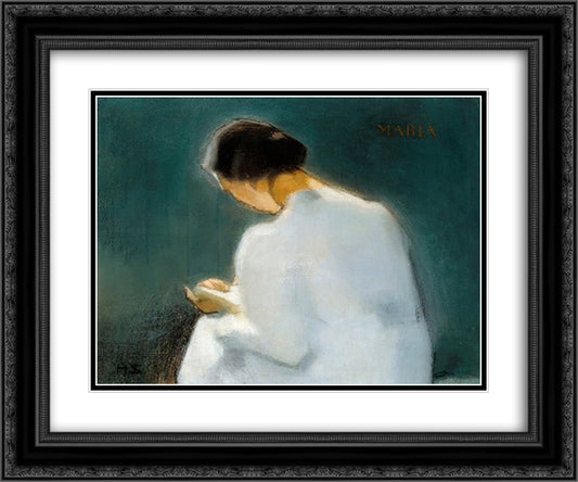 Maria 24x20 Black Ornate Wood Framed Art Print Poster with Double Matting by Schjerfbeck, Helene