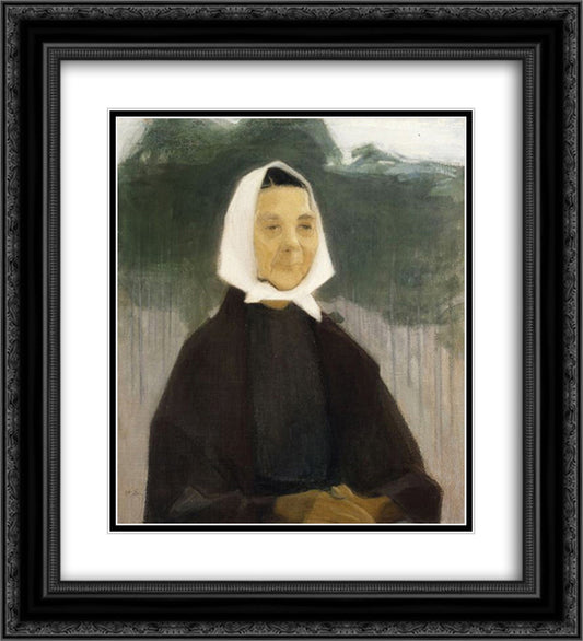 Old Woman 20x22 Black Ornate Wood Framed Art Print Poster with Double Matting by Schjerfbeck, Helene