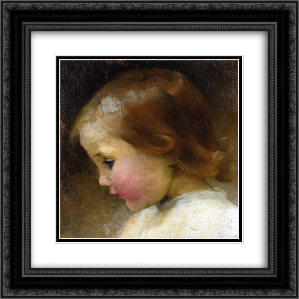 Portrait of a Girl 20x20 Black Ornate Wood Framed Art Print Poster with Double Matting by Schjerfbeck, Helene