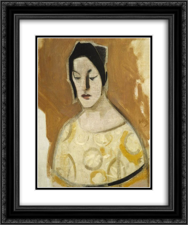 The Fortune-Teller (Woman in Yellow Dress) 20x24 Black Ornate Wood Framed Art Print Poster with Double Matting by Schjerfbeck, Helene