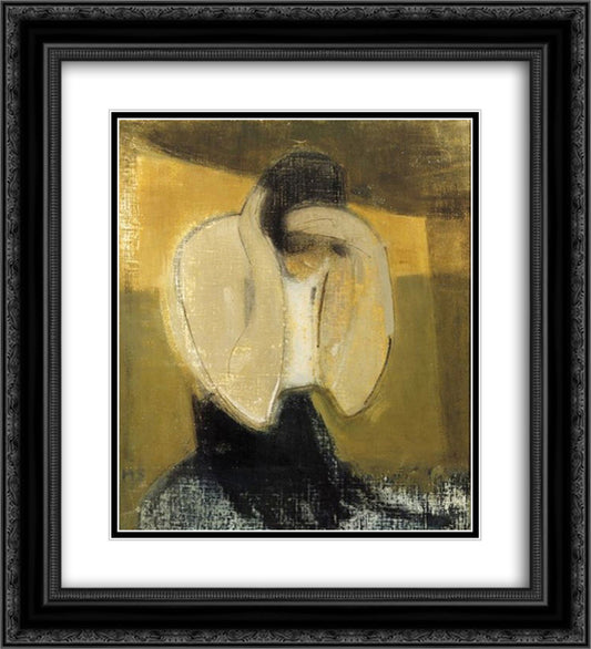 The Gipsy Woman 20x22 Black Ornate Wood Framed Art Print Poster with Double Matting by Schjerfbeck, Helene