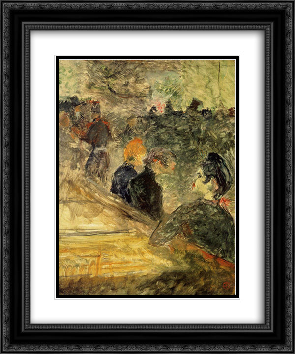 A Ball at the Moulin de la Galette 20x24 Black Ornate Wood Framed Art Print Poster with Double Matting by Toulouse Lautrec, Henri de