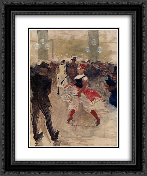 A l Elysee Montmartre 20x24 Black Ornate Wood Framed Art Print Poster with Double Matting by Toulouse Lautrec, Henri de