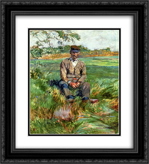 A Laborer at Celeyran 20x22 Black Ornate Wood Framed Art Print Poster with Double Matting by Toulouse Lautrec, Henri de