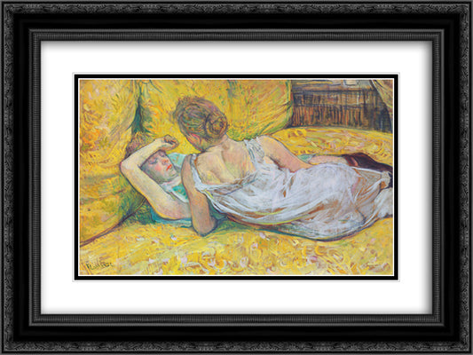 Abandonment (The pair) 24x18 Black Ornate Wood Framed Art Print Poster with Double Matting by Toulouse Lautrec, Henri de