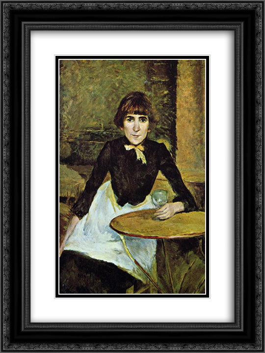 At La Bastille (Portrait of Jeanne Wenz) 18x24 Black Ornate Wood Framed Art Print Poster with Double Matting by Toulouse Lautrec, Henri de