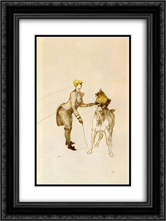 At the Circus The Animal Trainer 18x24 Black Ornate Wood Framed Art Print Poster with Double Matting by Toulouse Lautrec, Henri de