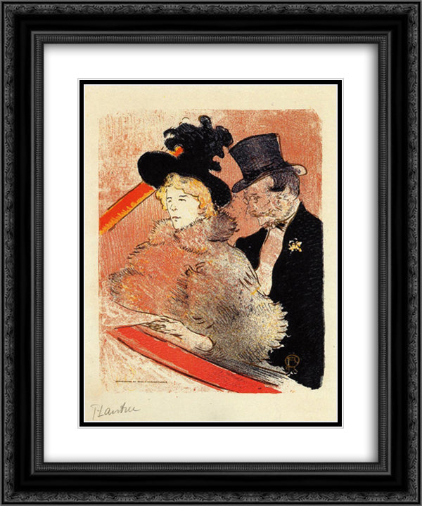 At the Concert 20x24 Black Ornate Wood Framed Art Print Poster with Double Matting by Toulouse Lautrec, Henri de