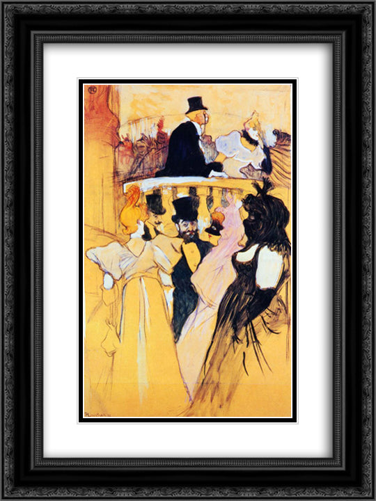 At the Opera Ball 18x24 Black Ornate Wood Framed Art Print Poster with Double Matting by Toulouse Lautrec, Henri de