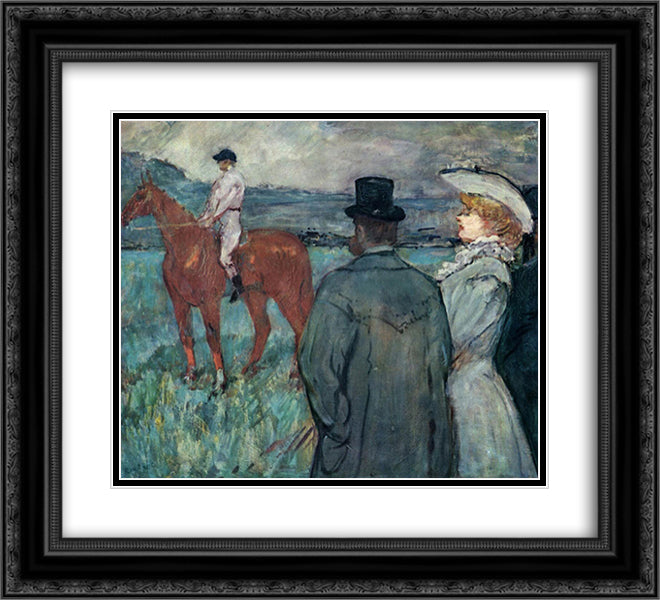 At the Races 22x20 Black Ornate Wood Framed Art Print Poster with Double Matting by Toulouse Lautrec, Henri de