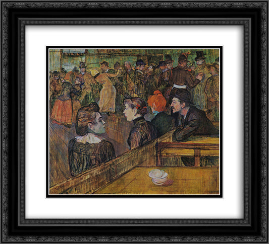 Ball at the Moulin de la Galette 22x20 Black Ornate Wood Framed Art Print Poster with Double Matting by Toulouse Lautrec, Henri de