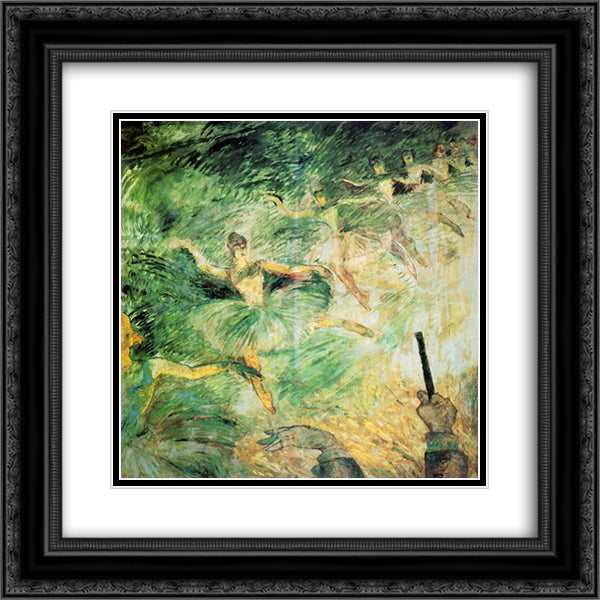 Ballet Dancers 20x20 Black Ornate Wood Framed Art Print Poster with Double Matting by Toulouse Lautrec, Henri de