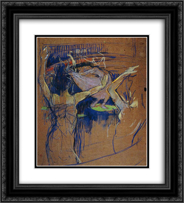 Ballet de Papa Chrysanth me 20x22 Black Ornate Wood Framed Art Print Poster with Double Matting by Toulouse Lautrec, Henri de