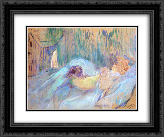 Brothel on the Rue des Moulins Rolande 24x20 Black Ornate Wood Framed Art Print Poster with Double Matting by Toulouse Lautrec, Henri de