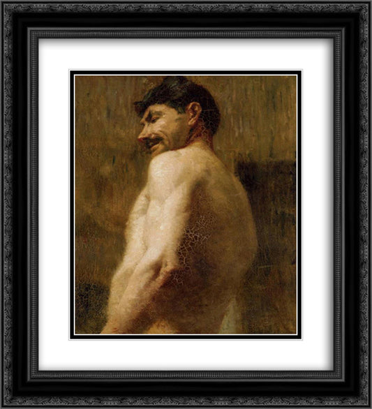 Bust of a Nude Man 20x22 Black Ornate Wood Framed Art Print Poster with Double Matting by Toulouse Lautrec, Henri de