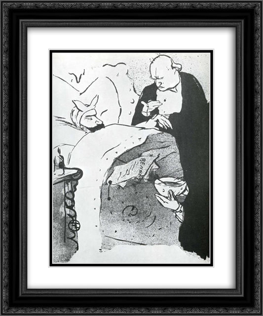 Carnot Malade Cannot Ill, a Song Sung at the Chat Noir 20x24 Black Ornate Wood Framed Art Print Poster with Double Matting by Toulouse Lautrec, Henri de