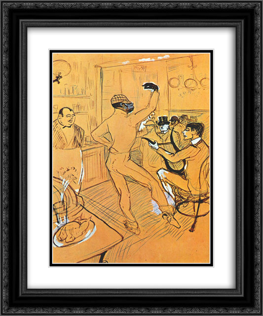 Chocolat dancing in the Irish and American Bar 20x24 Black Ornate Wood Framed Art Print Poster with Double Matting by Toulouse Lautrec, Henri de